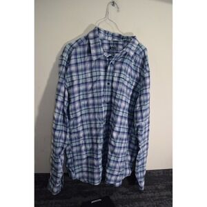 REI Co-op SAHARA Vented Hiking Shirt Mens Size L Blue Green Plaid Long Sleeve